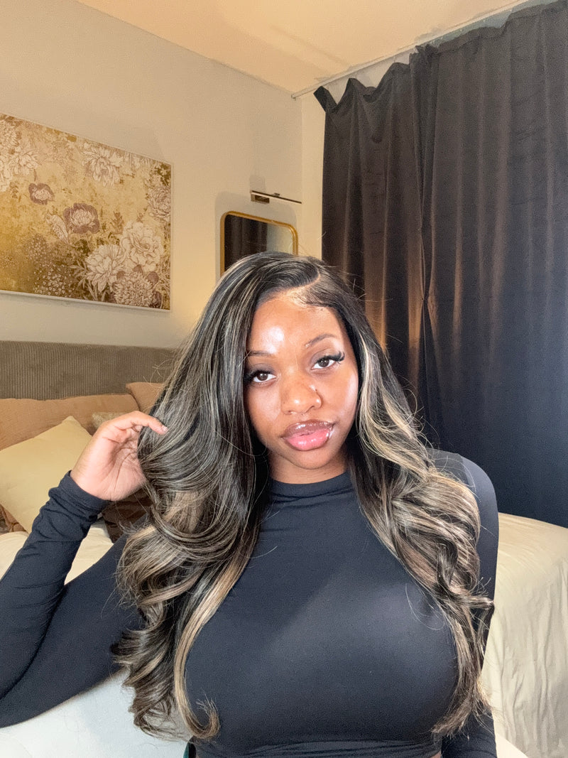 Black/Blonde Highlight Glueless Customized Unit