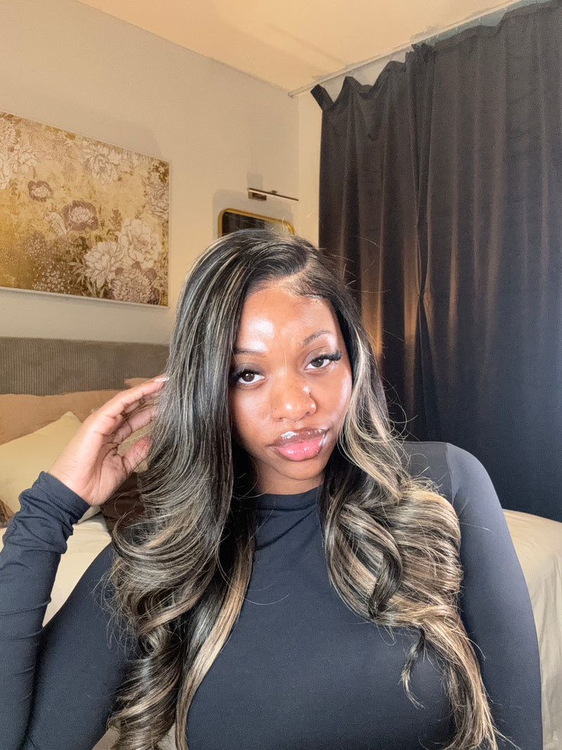 Black/Blonde Highlight Glueless Customized Unit